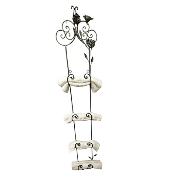 French Country Metal Towel or Display Rack - Picture 2 of 4